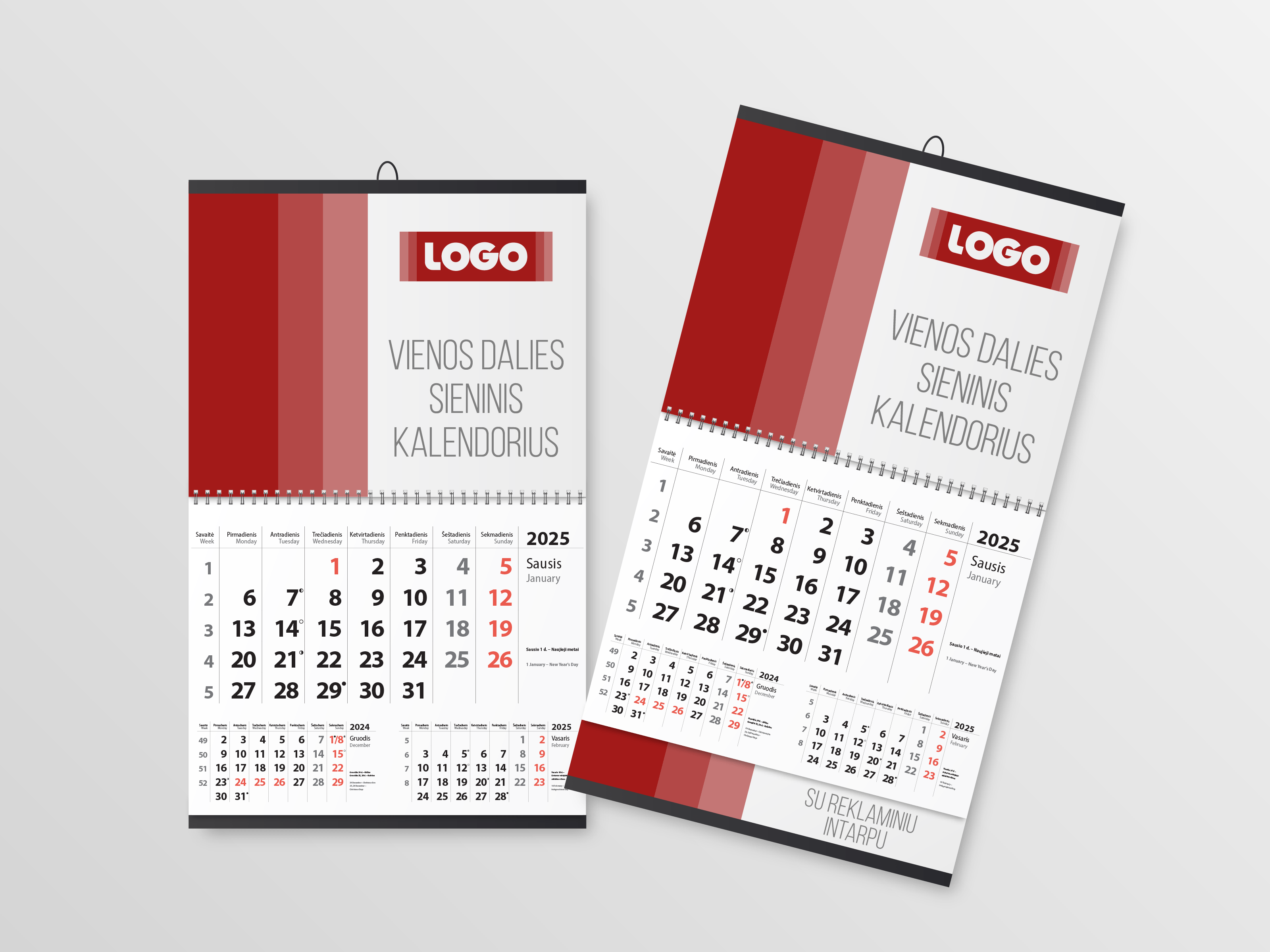 Single panel calendar