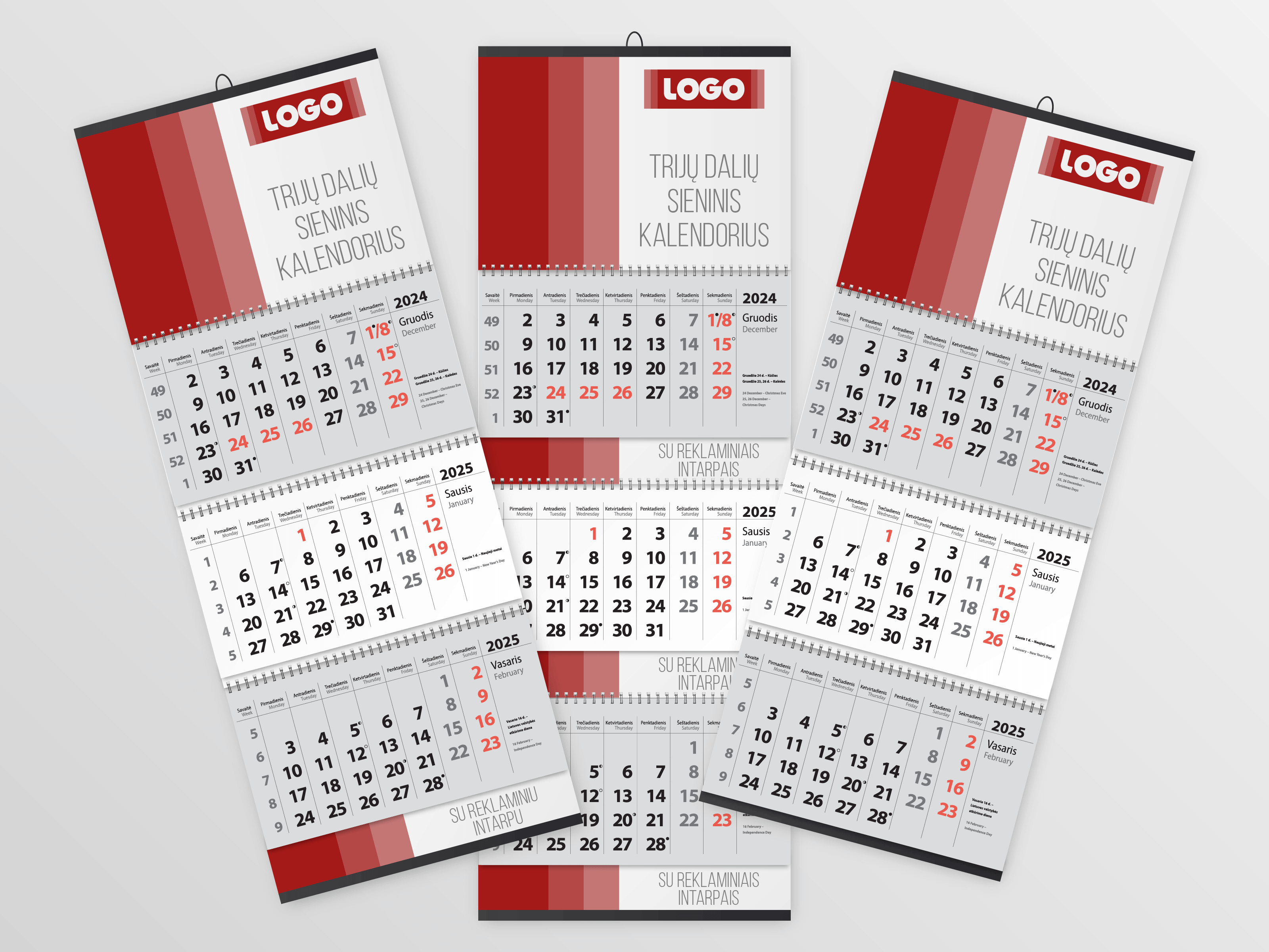 Three panel calendar