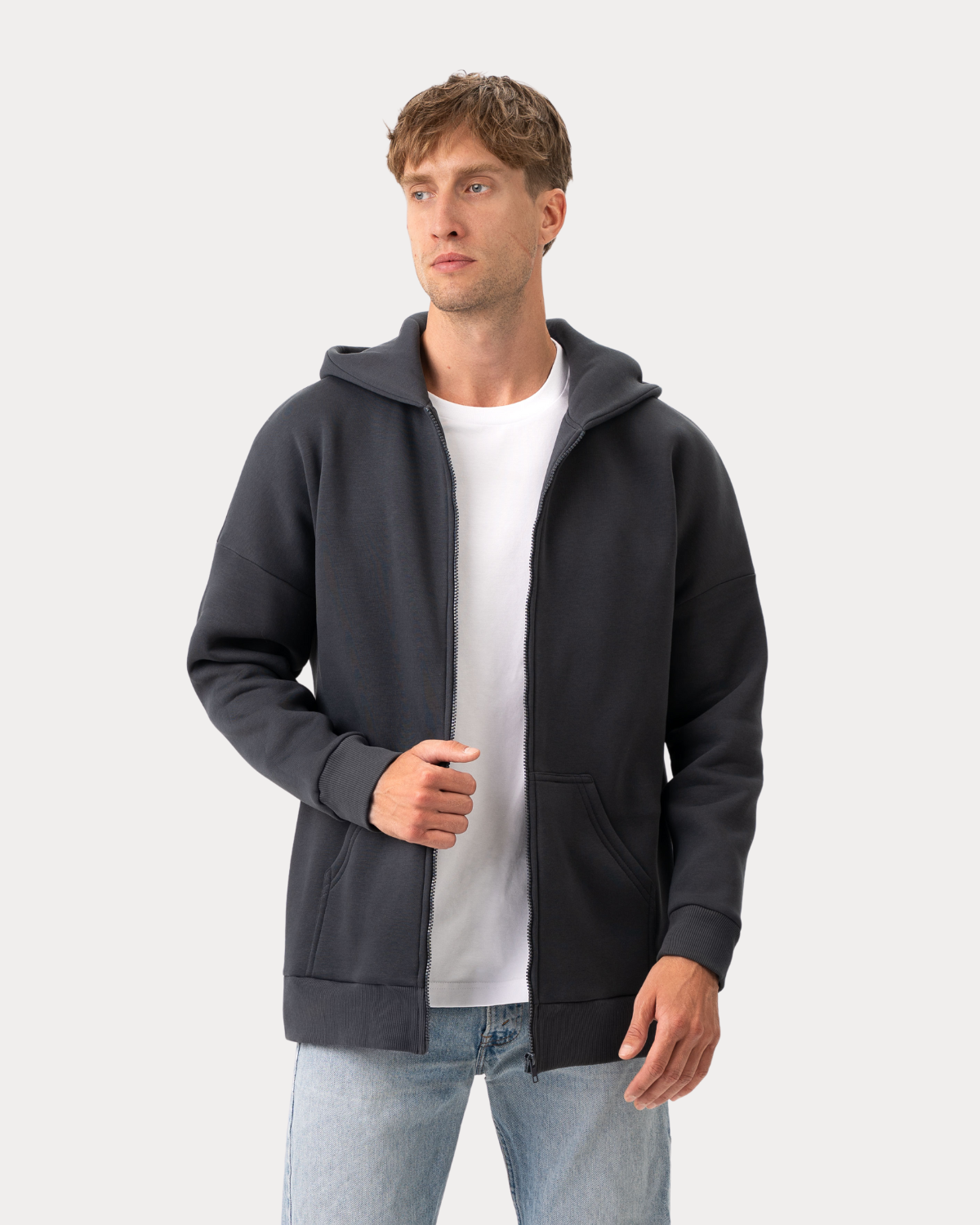 Full-zip sweatshirt with hood