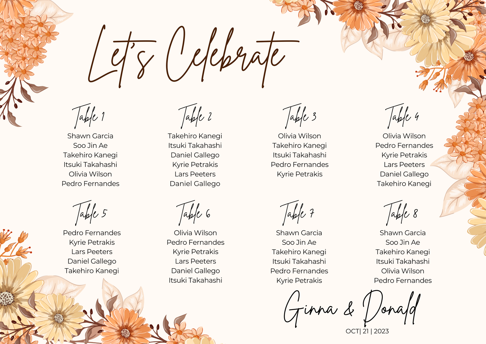 Wedding Table Plan Sign 1