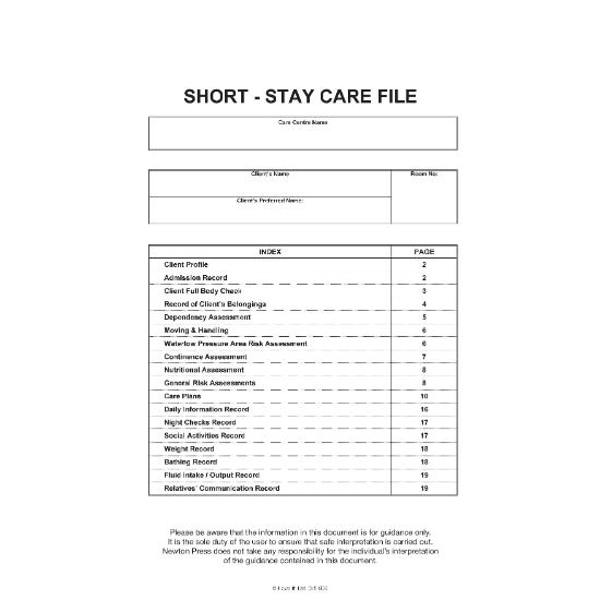 NP Care Home Book - Pack of 50 Short Stay Books