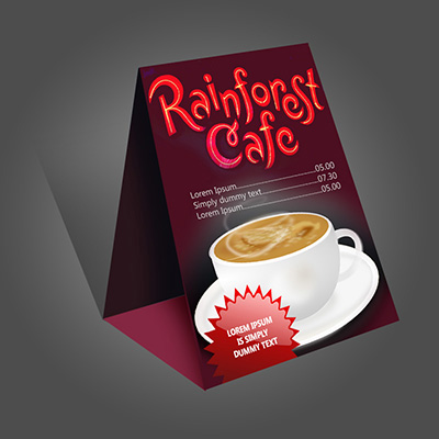 Carte de tente de table recto verso