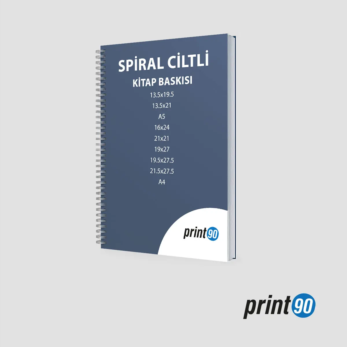 Farklı ebatlarda spiral ciltli kitap baskısı hizmeti - online kitap baskı | print90