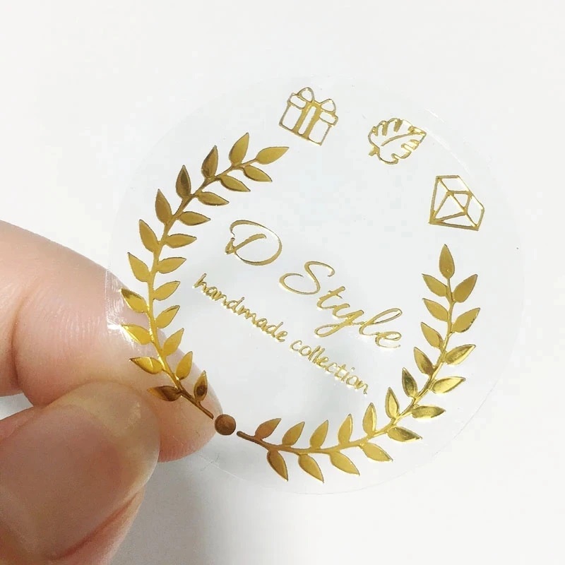 Express Transparent Gold Sticker Label Custom Size Digital