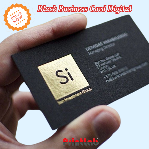 black business card printing