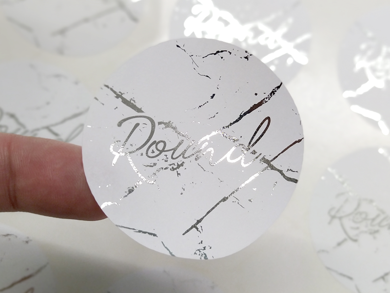 Silver & White Sticker Label Custom Size Digital stiker silver white