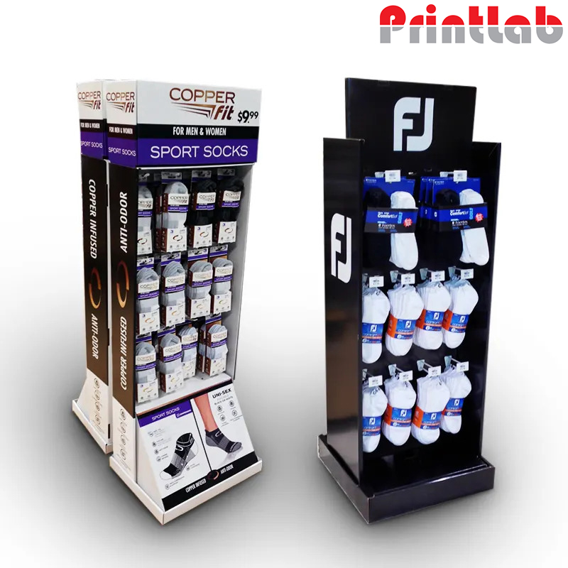 Shops Floor Cardboard Pos Carton Display With Hooks Digital