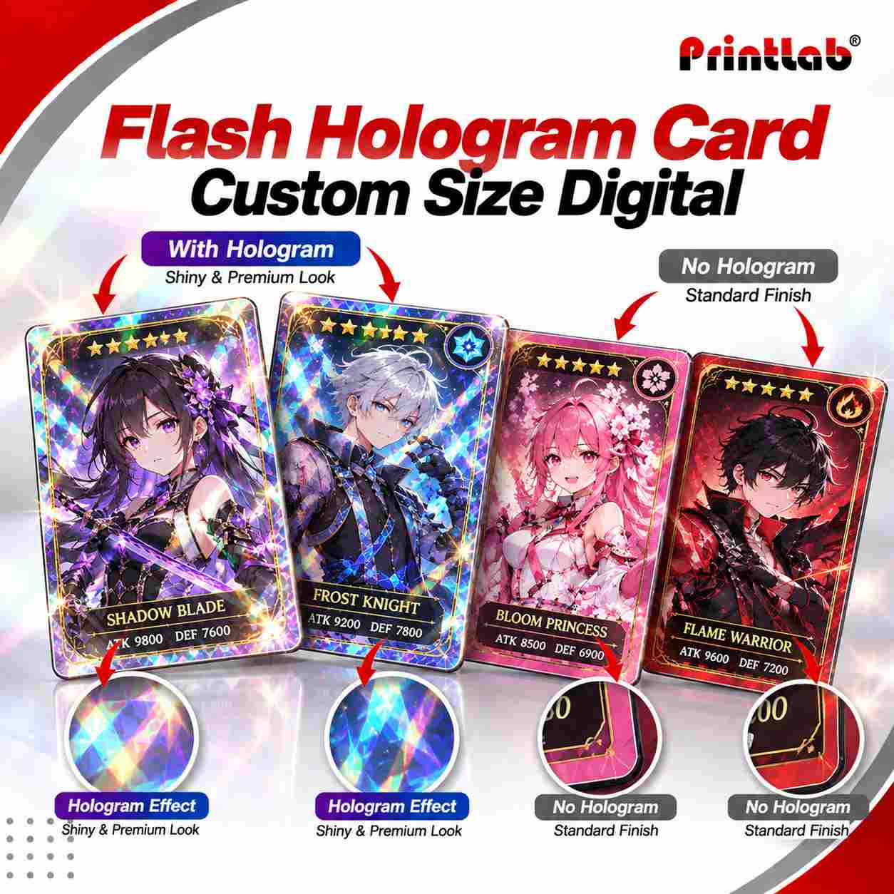 Flash Hologram Card Custom Size Digital