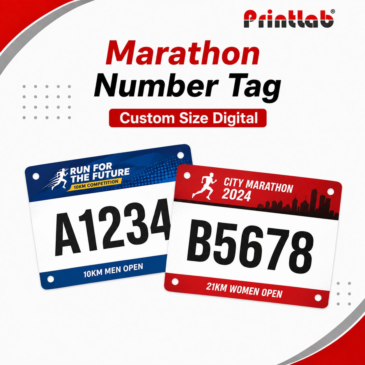 Marathon Number Tag Custom Size Digital