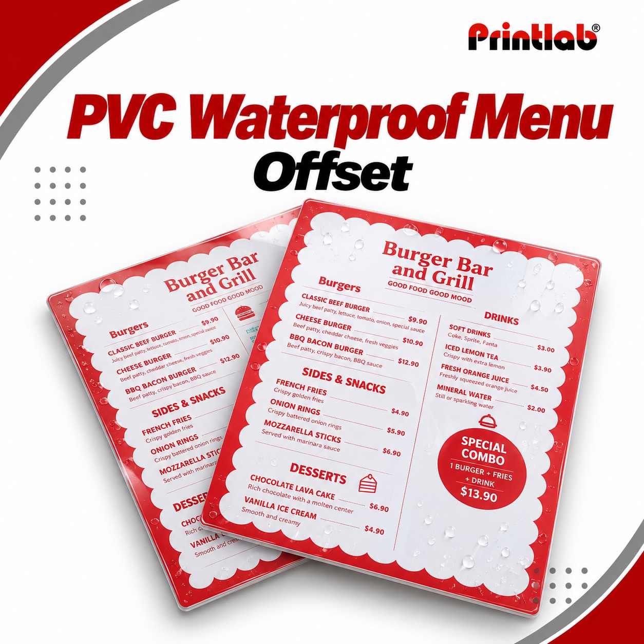 PVC Waterproof Menu Offset