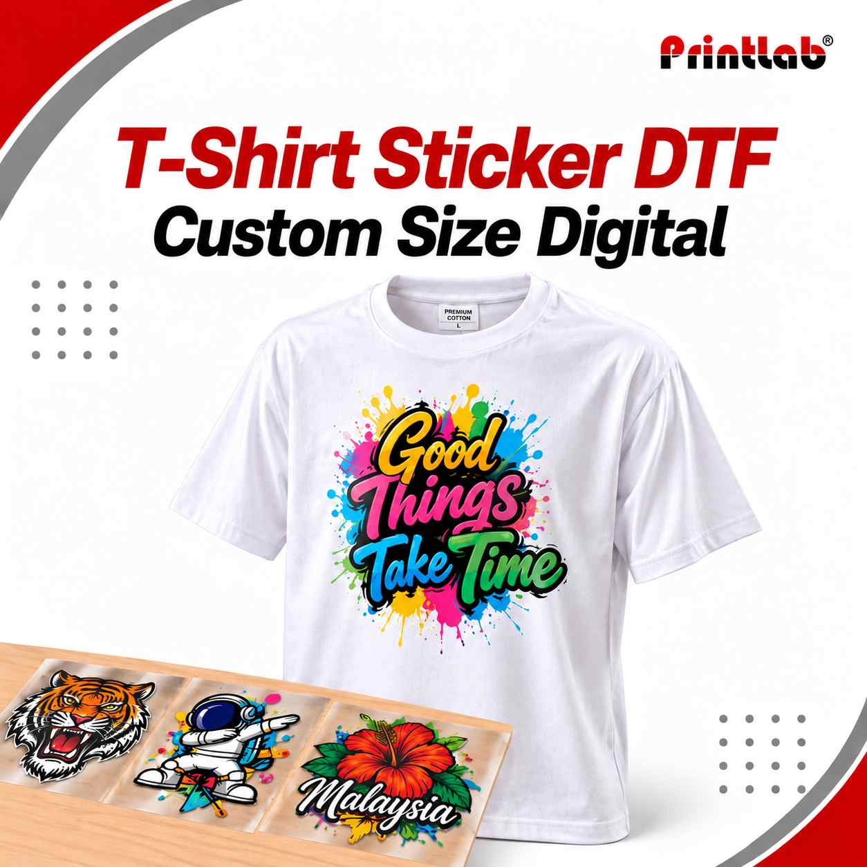 T-Shirt Sticker DTF Custom Size Digital