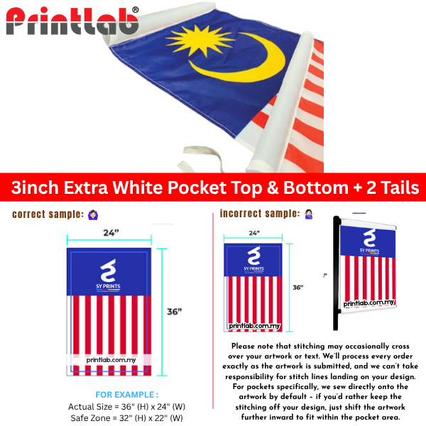 3inch Extra White Pocket Top & Bottom + 2 Tails
