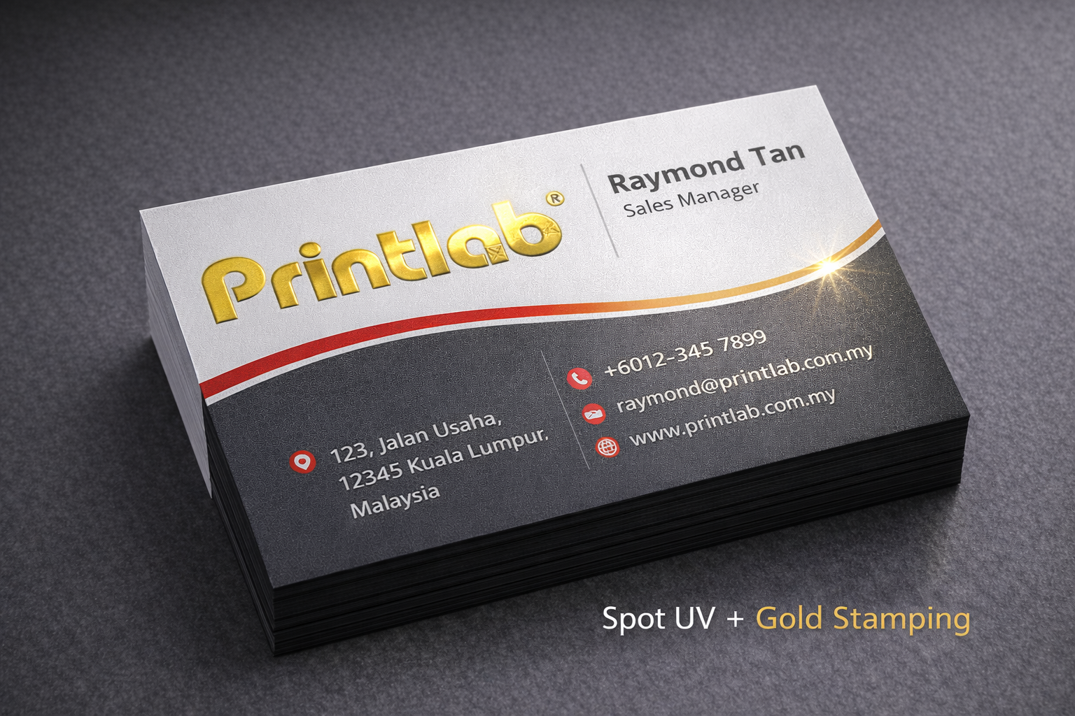 Spot UV + Gold Stamping (1 Side)