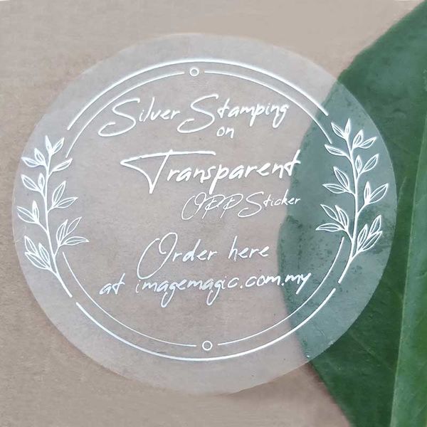Express Transparent Silver Sticker Label Custom Size Digital 2