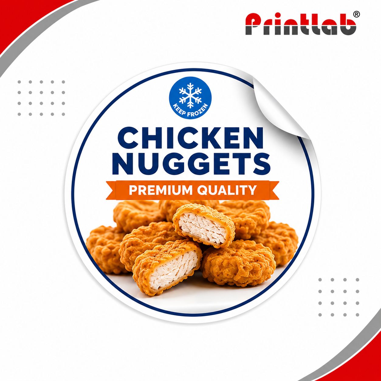 Frozen Food Sticker Label Custom Size Digital
