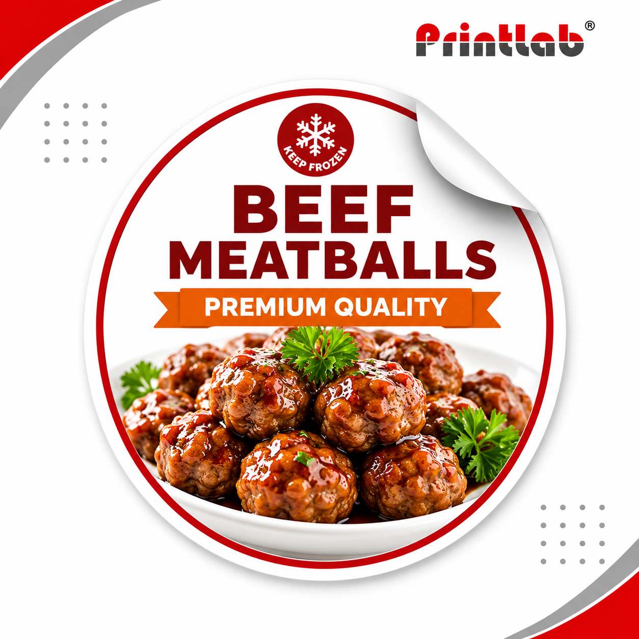 Frozen Food Sticker Label Custom Size Digital