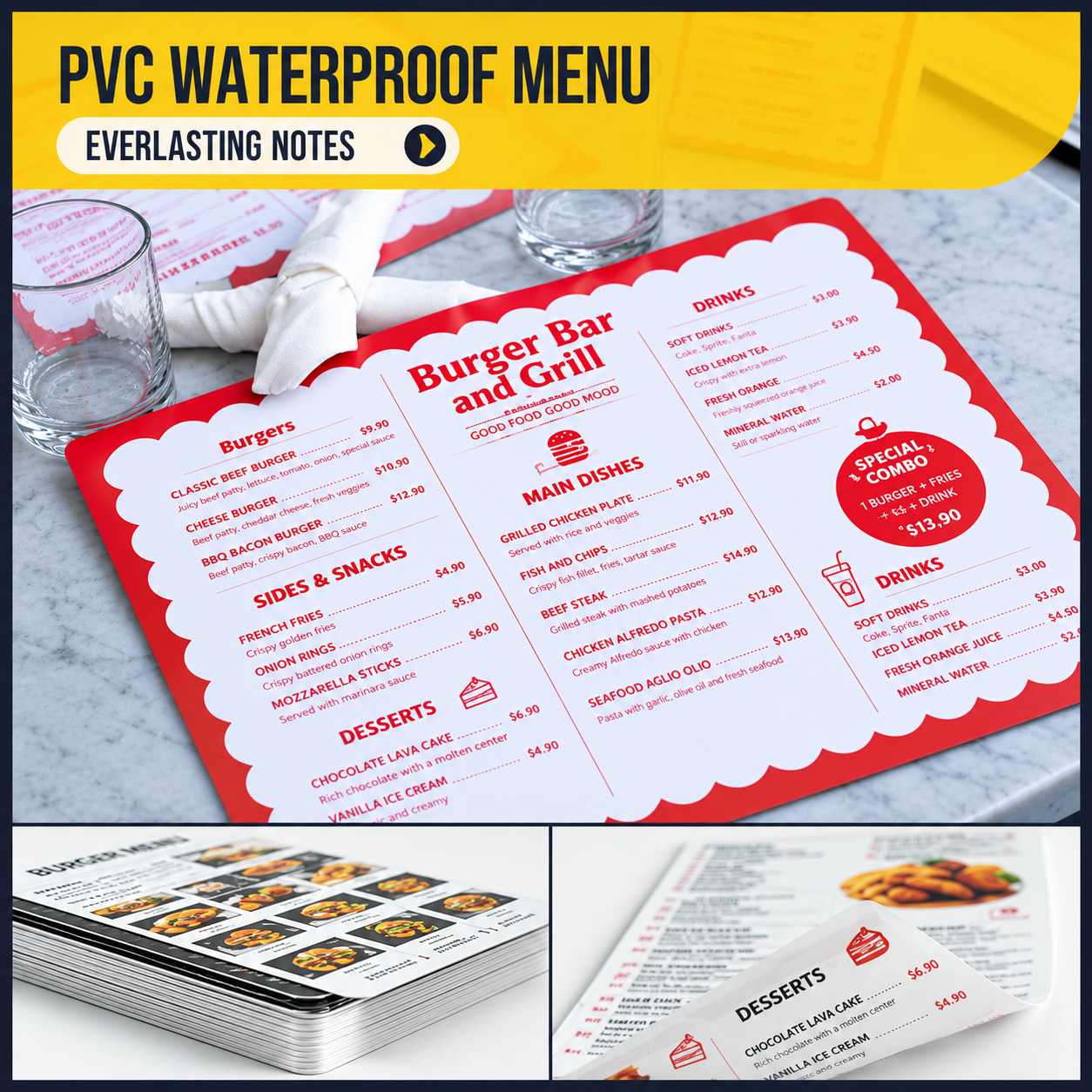 PVC Waterproof Menu Offset