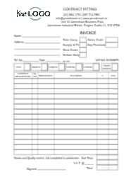 A4 Invoice for Fitting