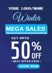 Mega Sales 50% Off Promo Card