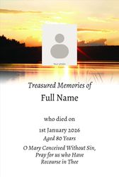 Memorial Wallet Card - 7 - Sunset and Mary - Portrait