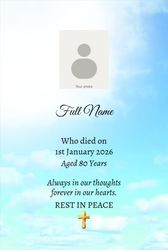 Memorial Wallet Card - 8 - Sky and Sacred Heart - Portrait