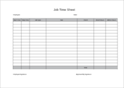Job Time Sheet A4 Landscape