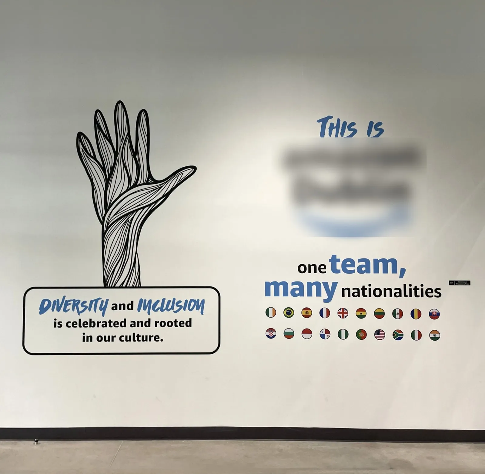A Global Online Retailer Wall graphics at an online retailer fulfilment centre