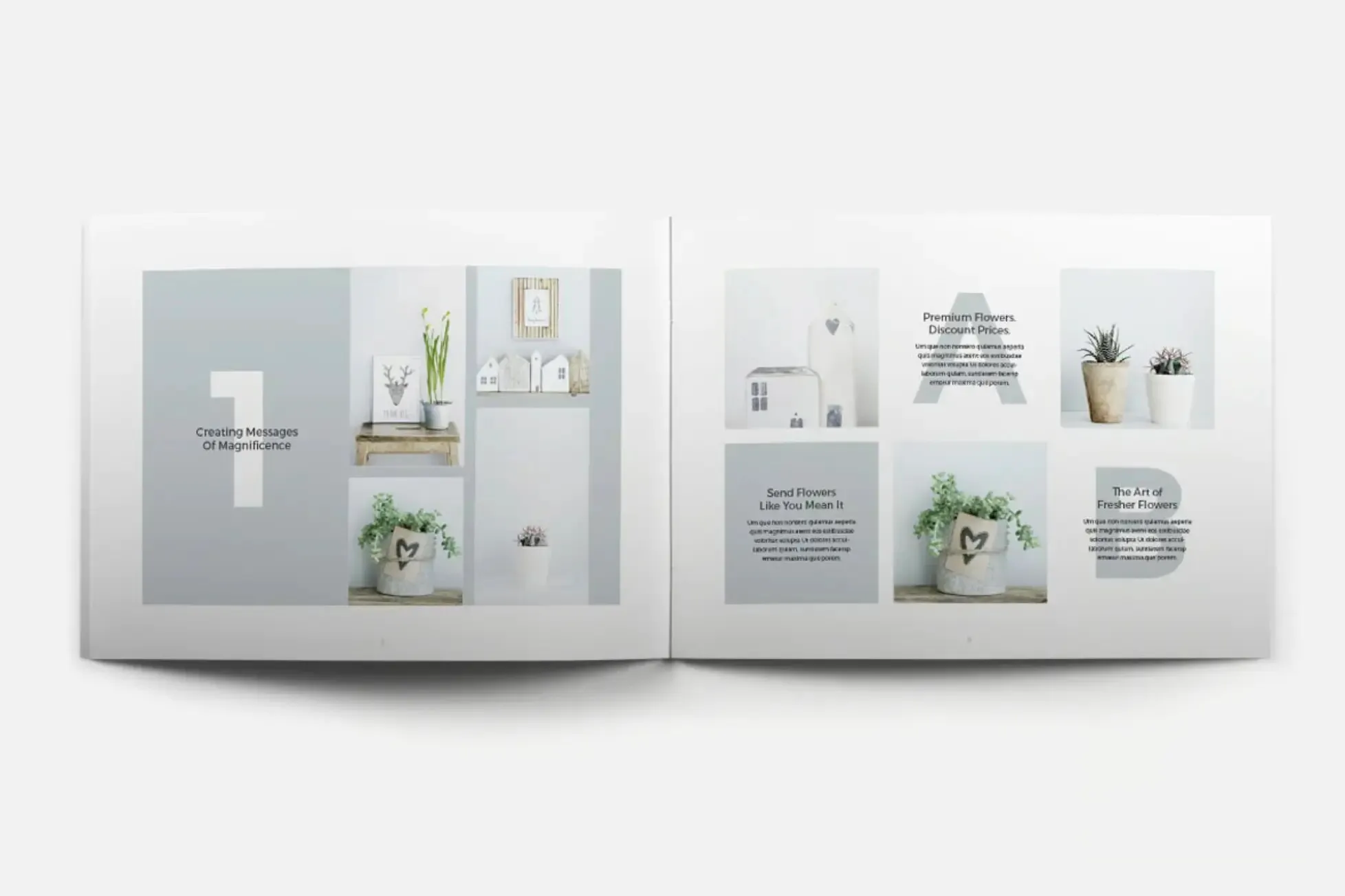Square brochure with interior plant photography