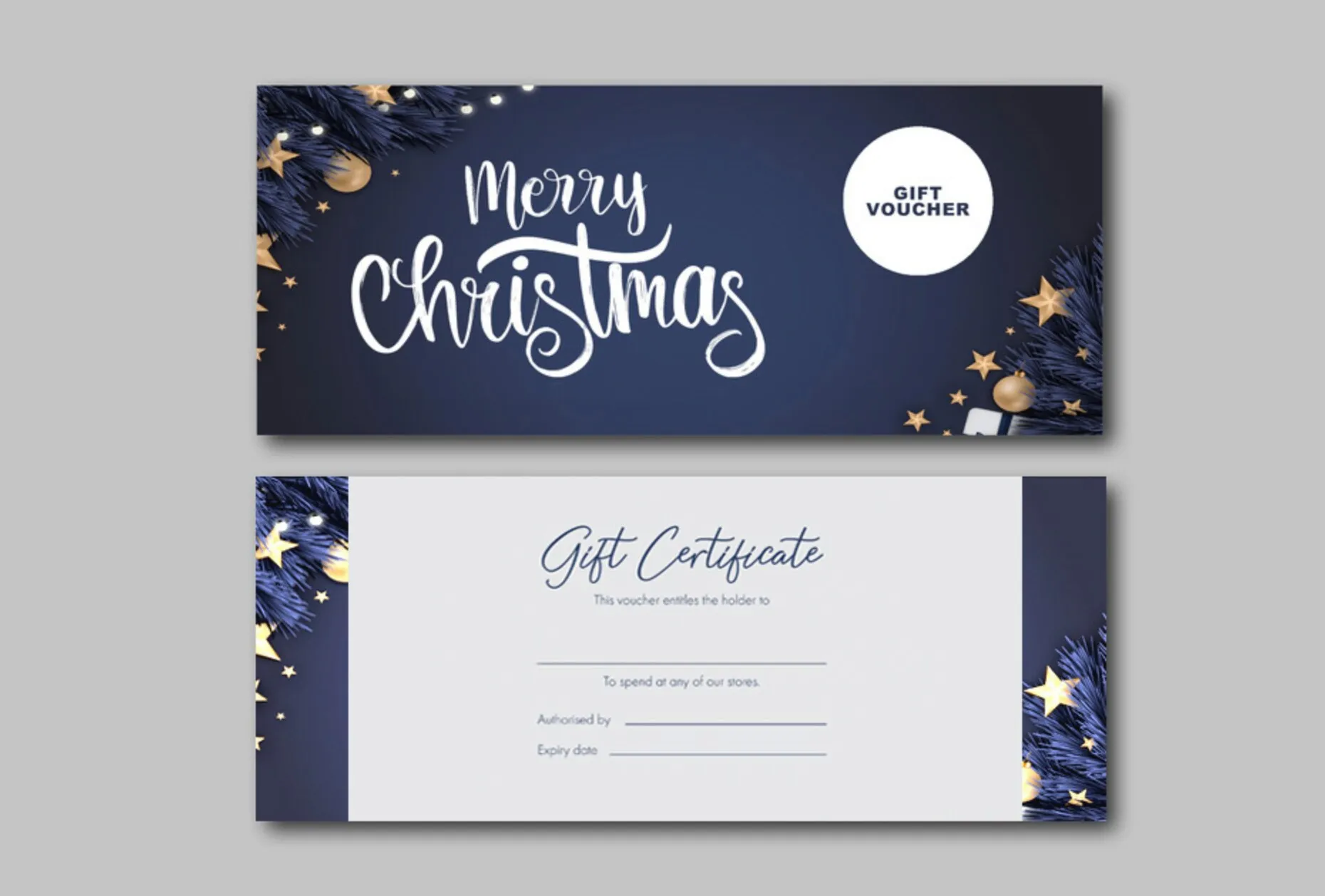 Christmas gift voucher and gift certificate design