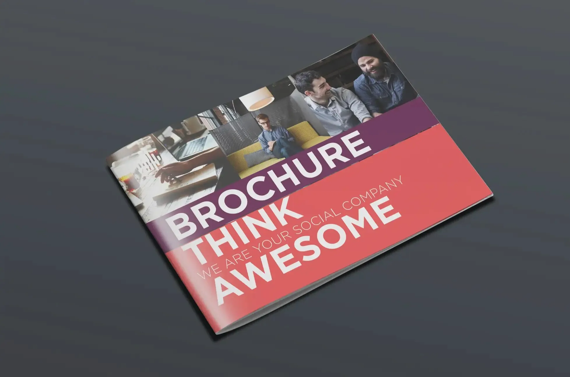 Brochure cover with bold typography