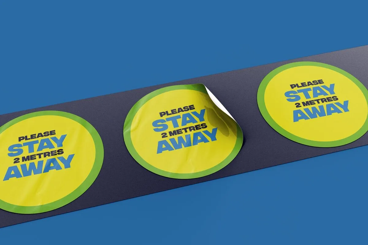 Please stay 2 metres away counter stickers