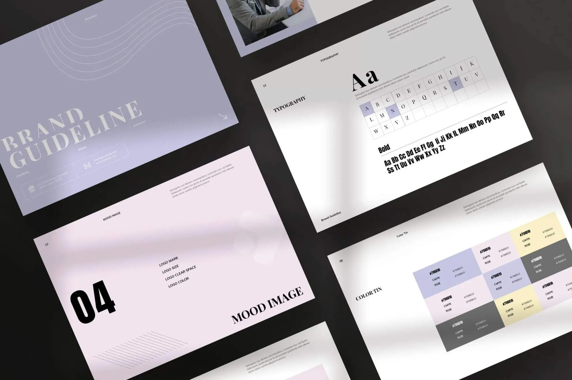 Brand guideline document spread