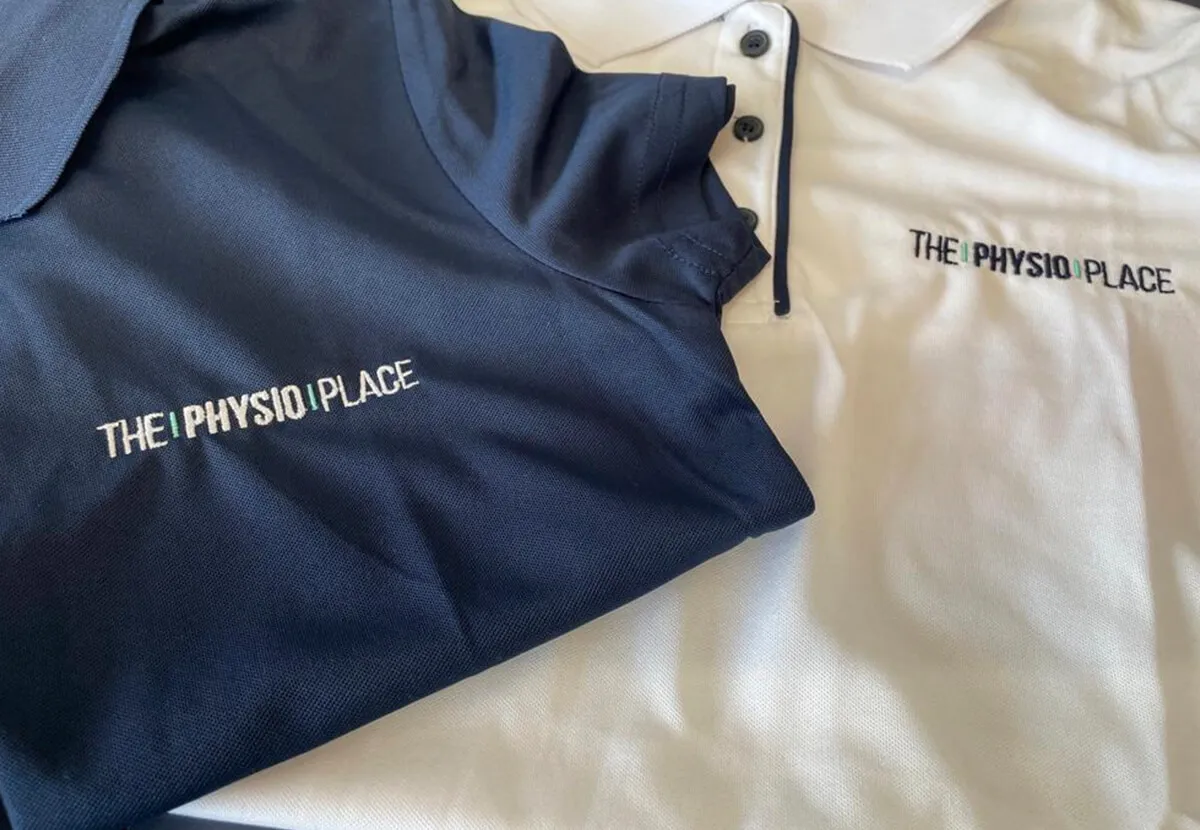 Printed polo shirts with The Physio Place logo