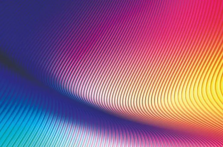 A colourful abstract pattern of flowing lines in blue, purple, pink and orange