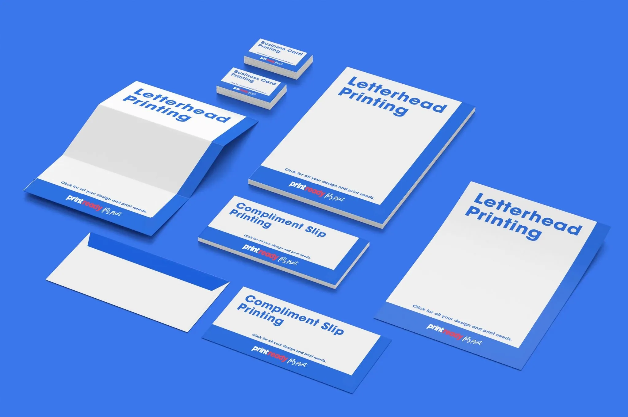 Print Ready business stationery range: letterheads, compliment slips, business cards and envelopes