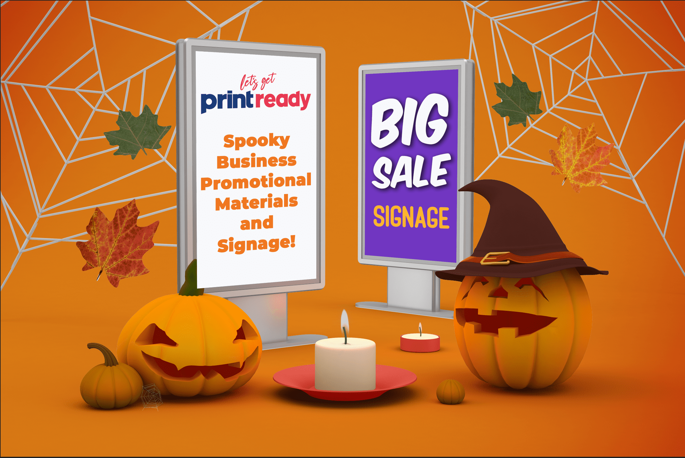 Print Ready Halloween promotional materials and signage display