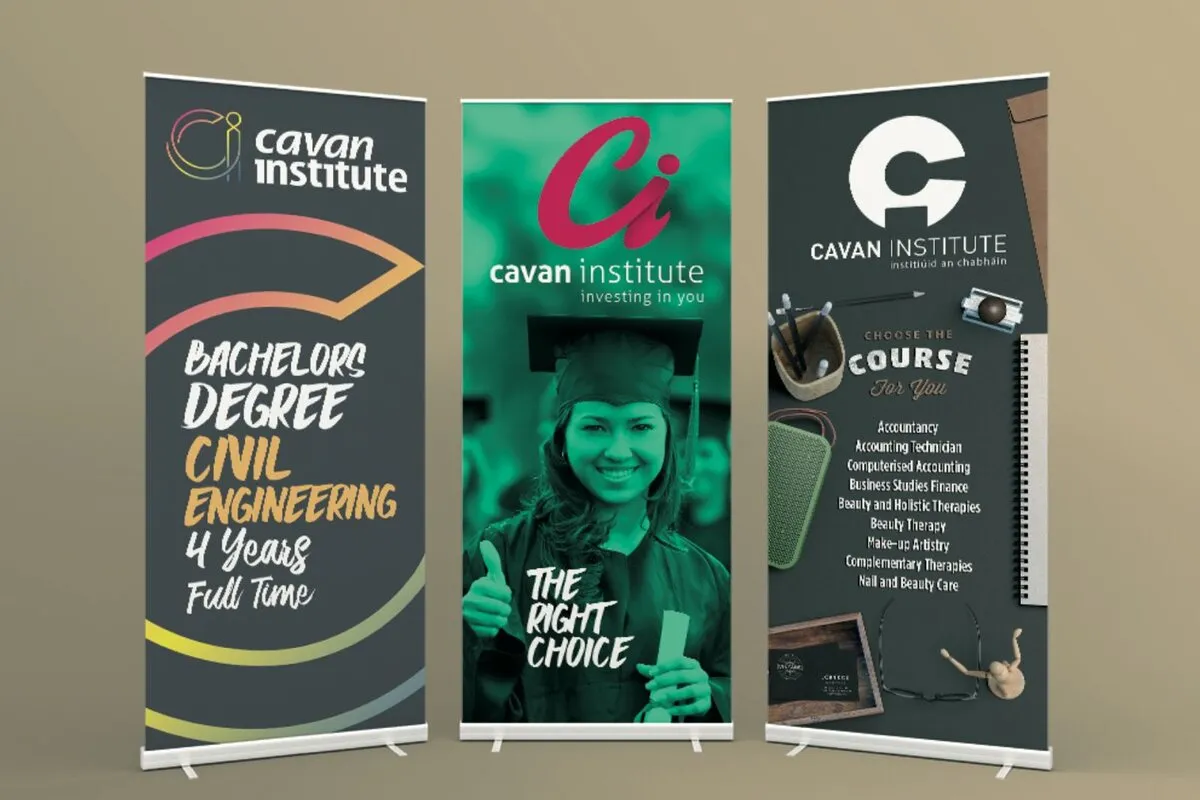 Cavan Institute pull-up banner designs for Civil Engineering, The Right Choice and Choose the Course
