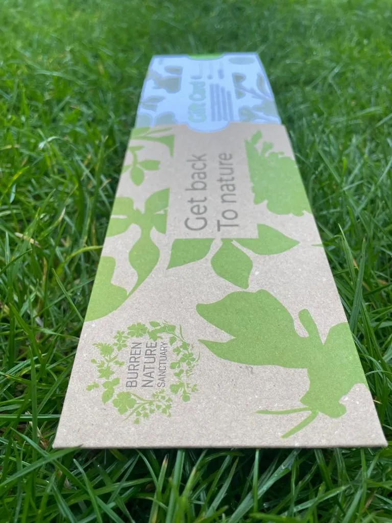 Long kraft gift voucher pouch on grass - Print Ready