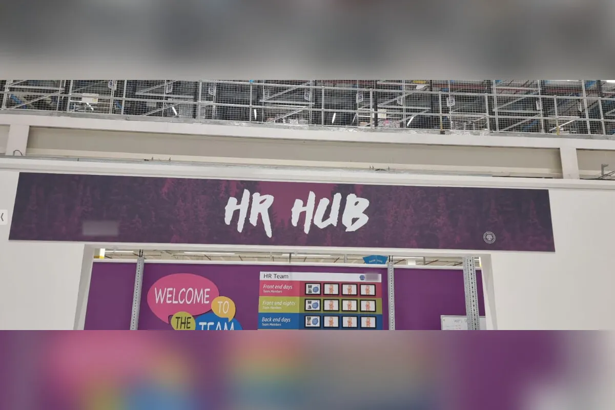 Fulfilment centre HR hub sign and wall graphics