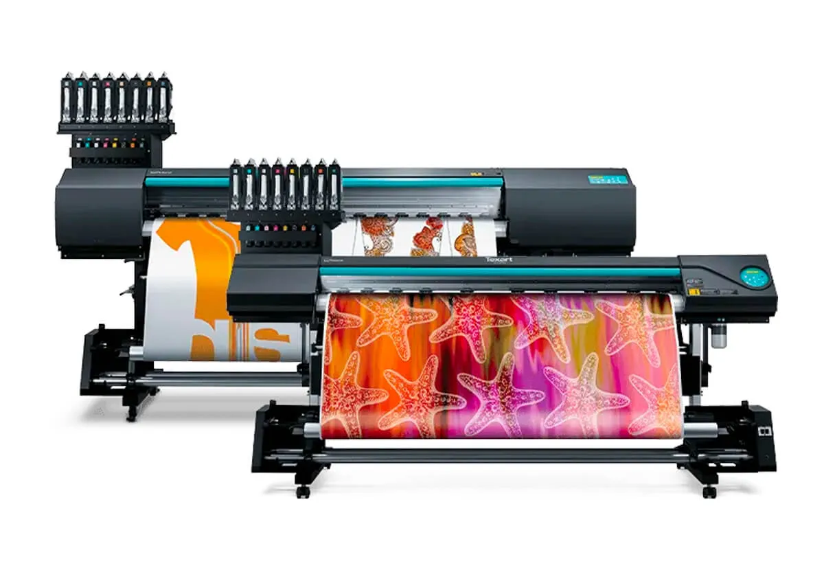 Wide format printer producing a colourful graphic print