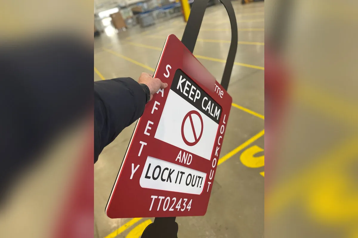 Fulfilment centre lockout safety tag