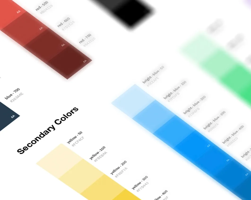 Secondary colours palette with hex references