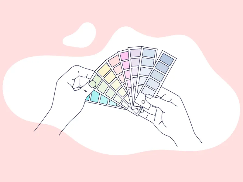 Choosing colours from a swatch fan