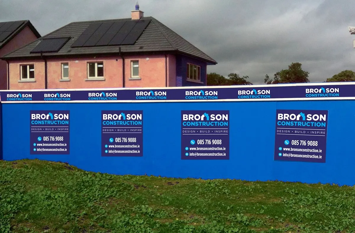 Printed corriboard construction site hoarding for Bromson Construction
