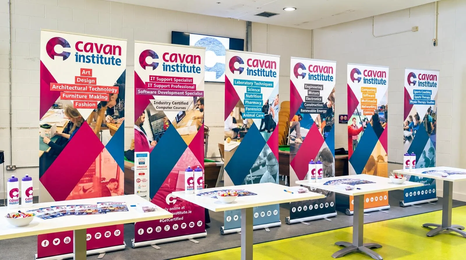 Cavan Institute campus wall graphics and wayfinding signage in the new brand, by Print Ready