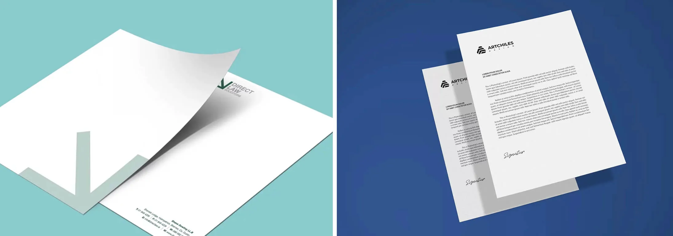 Branded business stationery set - letterhead, continuation sheet and business cards