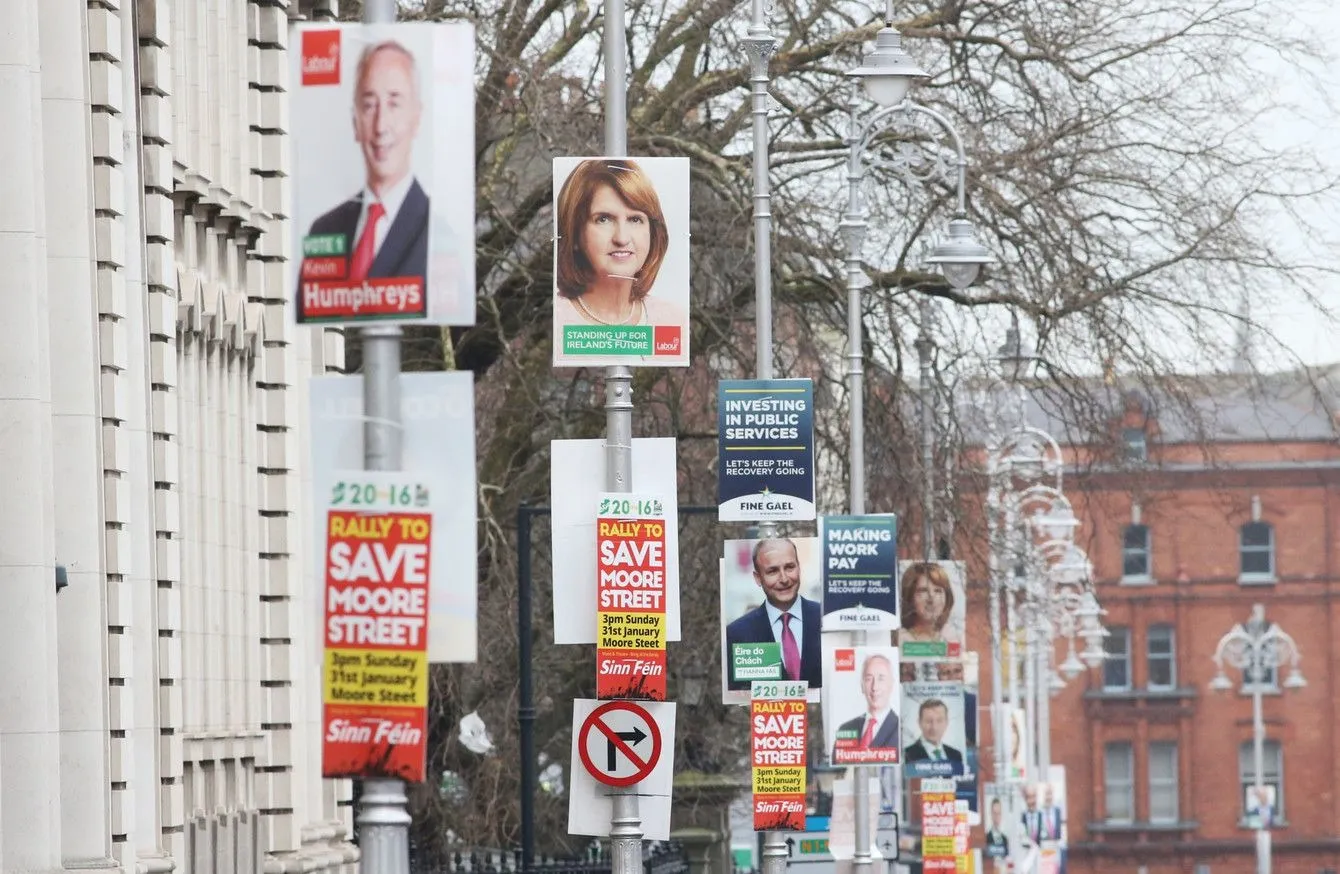 Corriboard election posters on Dublin street poles
