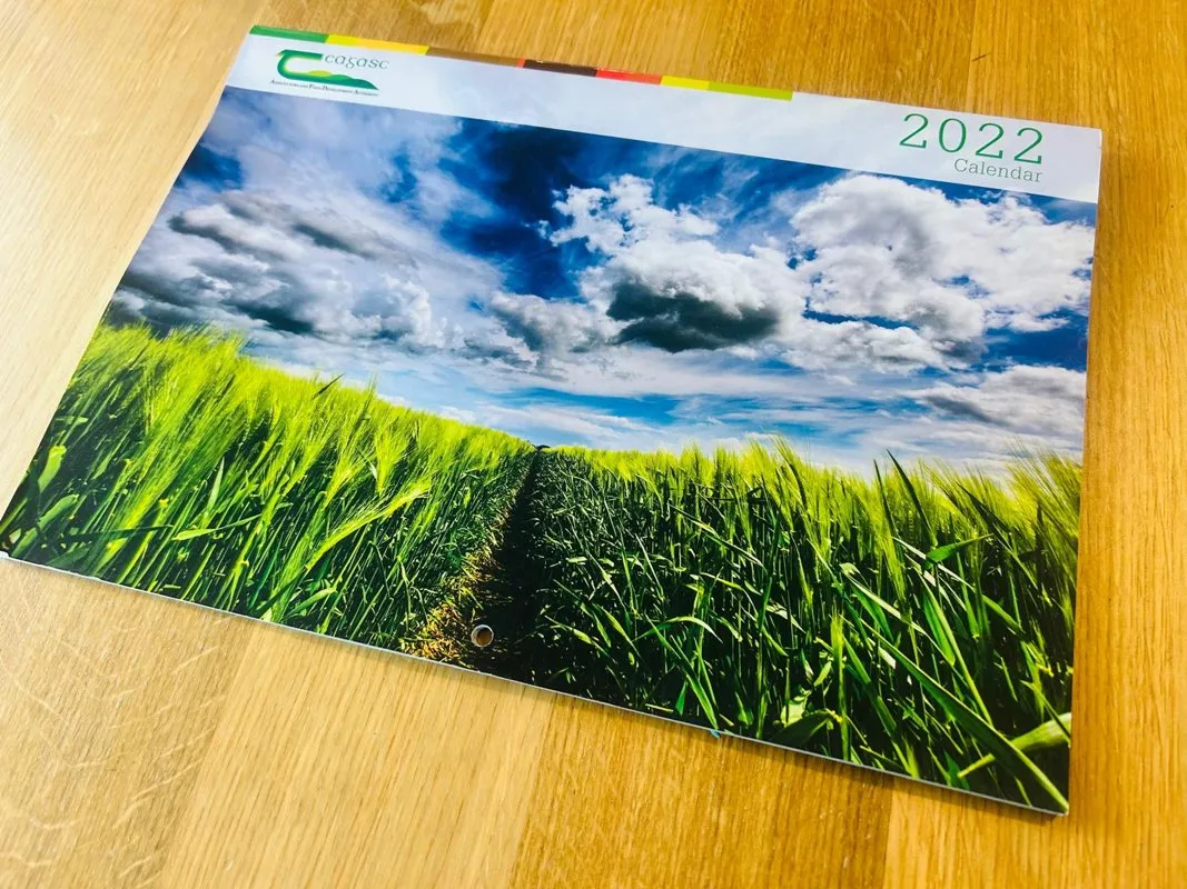 Printed wall calendar with a green field photograph - Print Ready