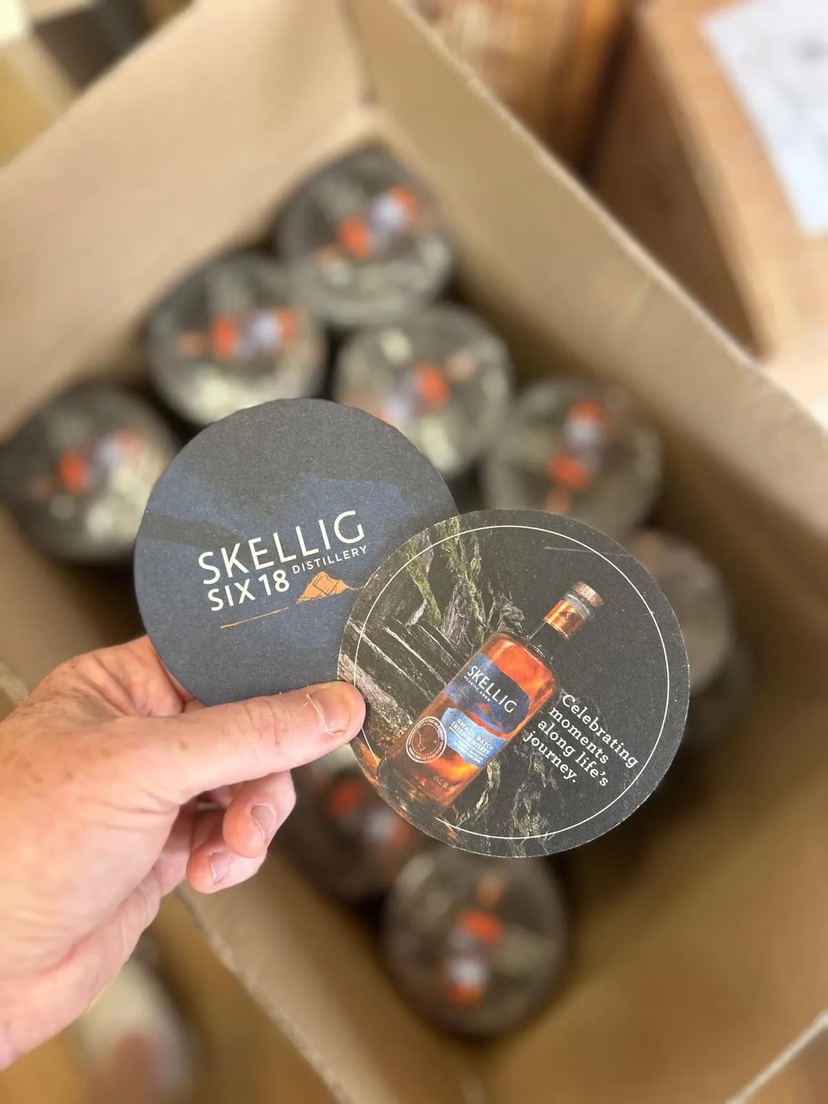 Skellig Six 18 branded beer mats