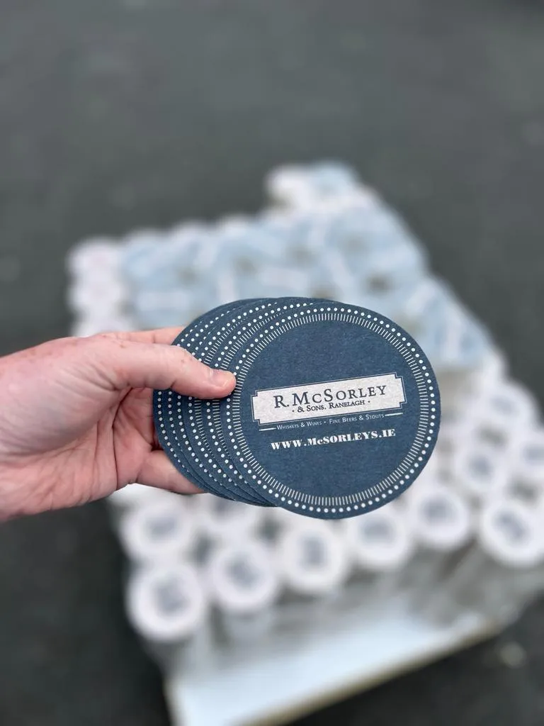 R McSorley branded beer mat